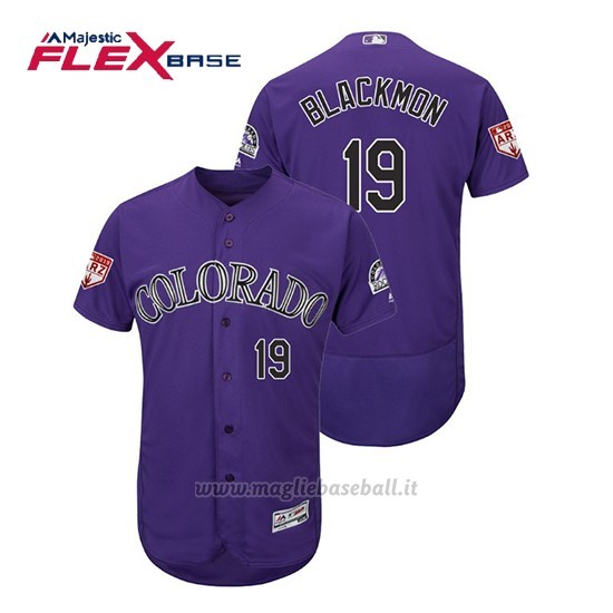 Maglia Baseball Uomo Colorado Rockies Charlie Neromon Flex Base Entrenamiento De Primavera 2019 Viola